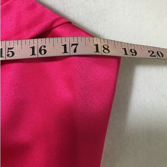 FORMAL SZ 12 L Hot Pink Sweetheart Bustier Satin Lace Up Mermaid Maxi Dress 0B12 - Picture 4 of 7